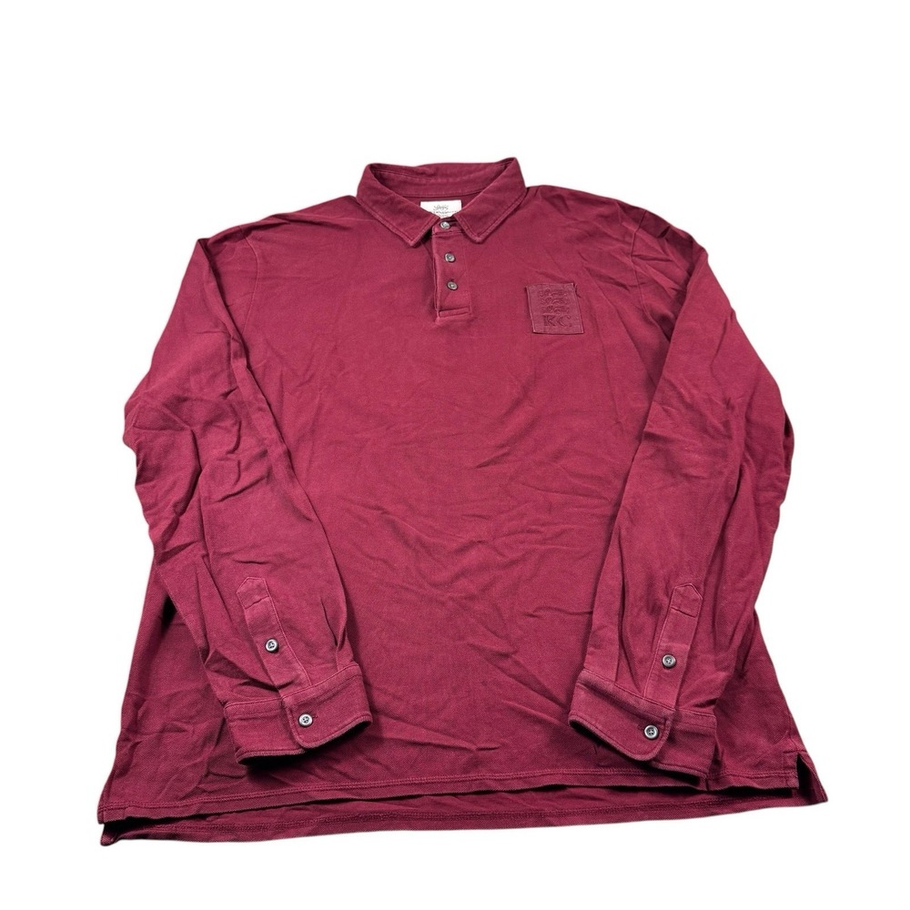 Kent & Curwen Burgundy Classic Rugby Patch L/S Men's Polo Shirt Size XL